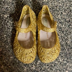 Gold sparkly mini Melissa shoes